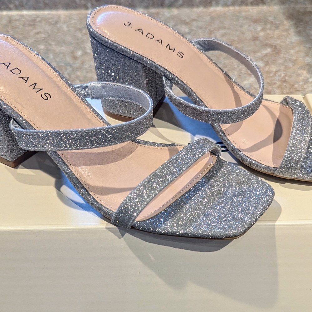 Adams Silver Sparkly Heeled Sandals